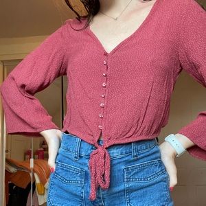 American Eagle Red w/ White Polka Dot Blouse